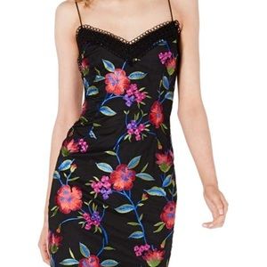 AIDAN MATTOX Womens Black Floral Spaghetti Strap Cocktail Body Con Dress 0